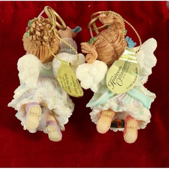 (2) 90s Ashton Drake Heirloom Angels Ornament Christmas Guiding Light Birds - Picture 4 of 4
